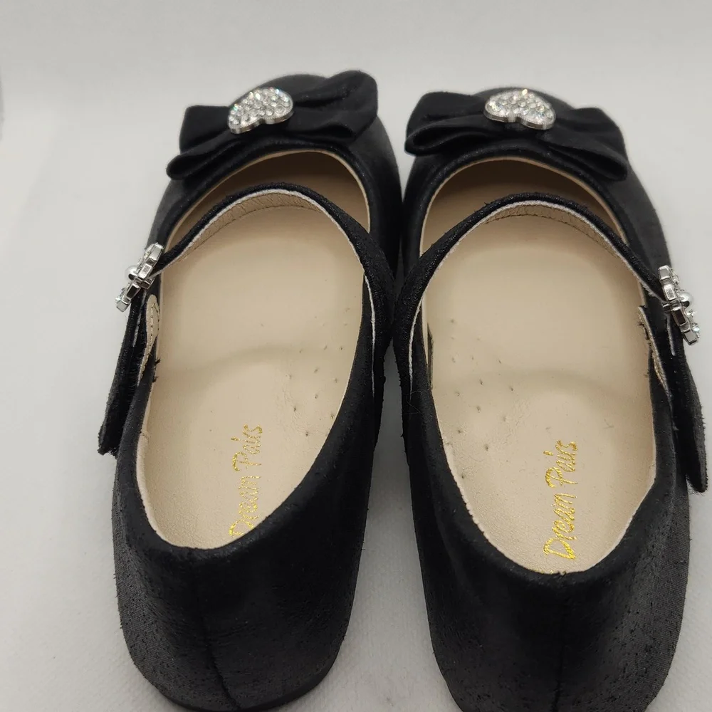 DREAM PAIRS Mary Jane Shoes Heart Rhinestone Front Bow Ballerina Flats Size 12